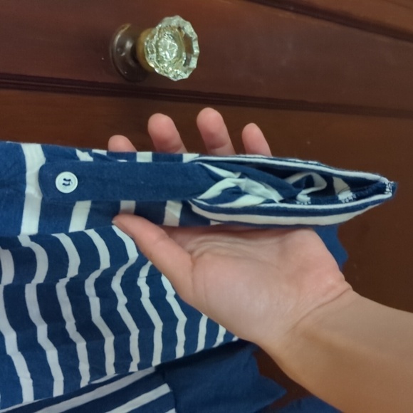 Two by Vince Camuto Blue & Cream Stripe Long Sleeve Open Cardigan Size Large - Picture 5 of 8